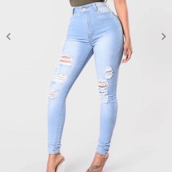 Fashion Nova Denim - Fashionnova distressed high waisted skinny jeans